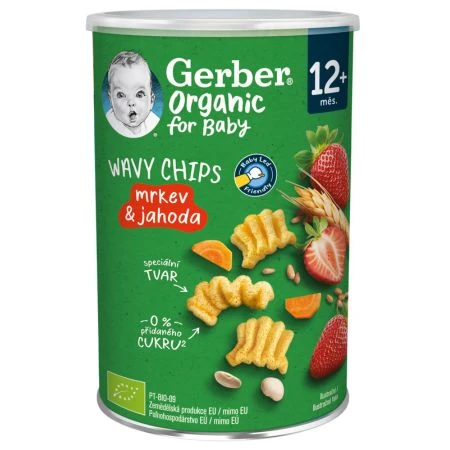 Gerber Organic WAVY CHIPS mrkva & jahoda (od 12 mesiaca) 35 g