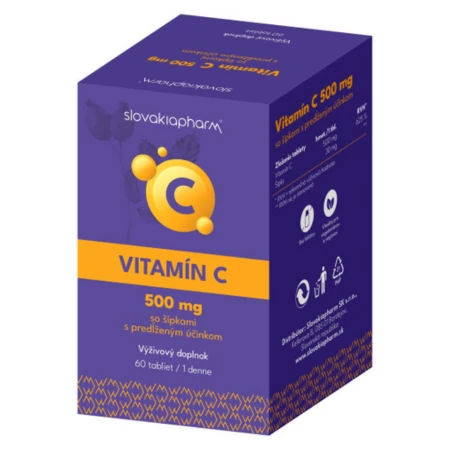 SLOVAKIAPHARM Vitamín C 500 mg so šípkami s predĺženým účinkom 60 tabliet