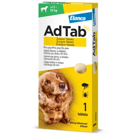 AdTAB Žuvacie tablety pre psy 450 mg hmotnosť psa 11–22 kg 1 x 1 ks