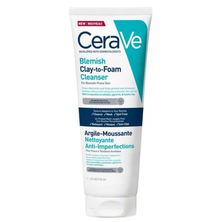 CERAVE Čistiaci clay-to-foam krémpre pleť so sklonom k akné 118 ml