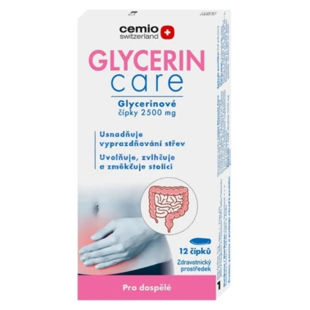 CEMIO Glycerín care 2500 mg glycerínové čapíky pre dospelých 12 ks