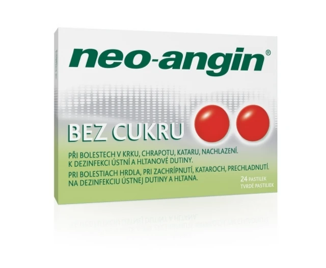 NEO-ANGIN bez cukru 24 tvrdých pastiliek
