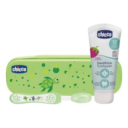 CHICCO Set zubná kefka a pasta zelený 12m+ set