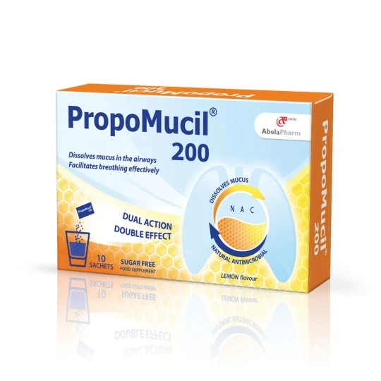 PROPOMUCIL 200 prášok s citrónovou príchuťou 10 vrecúšok