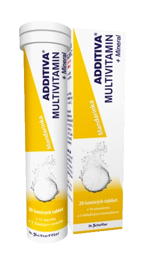 ADDITIVA Multivitamín + minerál, mandarínka 20 šumivých tabliet