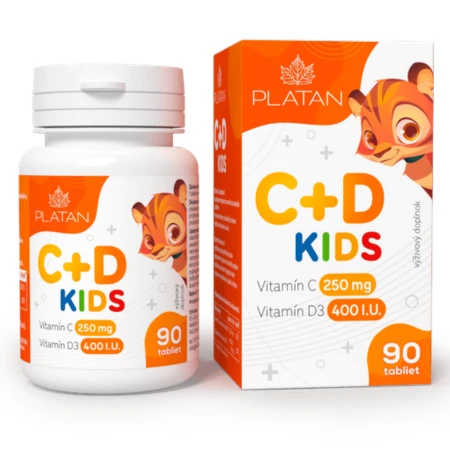 PLATAN Vitamín C + D kids cmúľacie tablety 90 tabliet