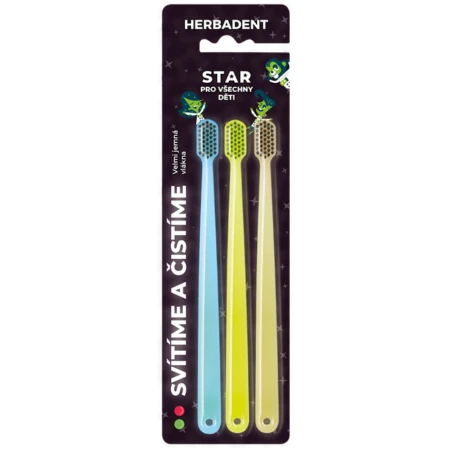 HERBADENT Star svietiaca zubná kefka 3 ks