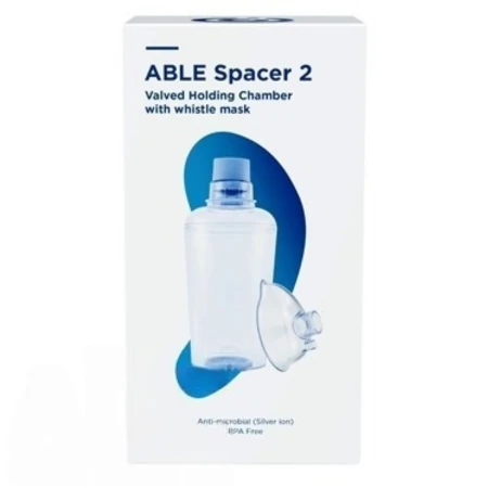 ABLE SPACER 2 Nadstavec inhalačný s ventilom s náustkom, s malou maskou s píšťalkou 1 ks