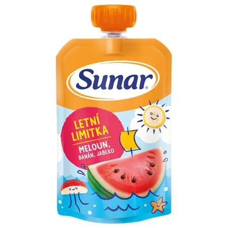 SUNAR Jablko vodný melón banán ovocný príkrm kapsička od ukonč. 6 100 g