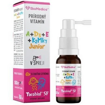 EKOMEDICA SK Prírodný vitamín A+E+D3+K2Mk7 junior sprej s príchuťou citrónu 30 ml