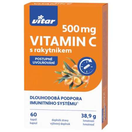 VITAR Vitamin C 500 mg s rakytníkom kapsule s postupným uvoľňovaním 60 ks