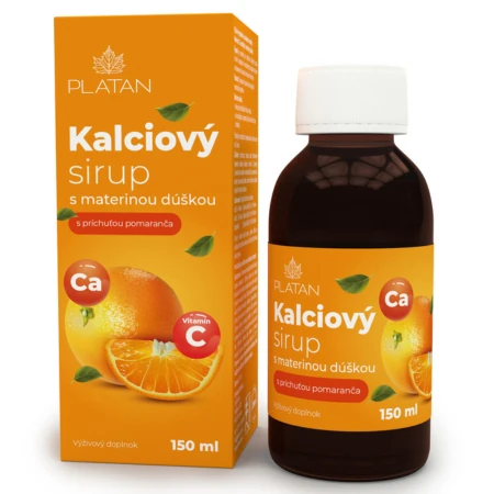 PLATAN Kalciový sirup s materinou dúškou príchuť pomaranč 150 ml