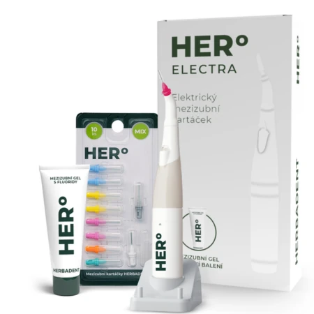 HERBADENT Hero electra medzizubná elektrická kefka 1 x 1 set