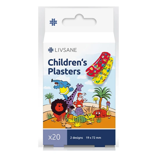 LIVSANE Náplasti detské prúžky zvieratká 19x72 mm 20 ks