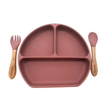 MARTONS Silikónová jedálenská sada 3-dielna dark pink set