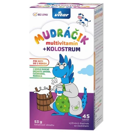 VITAR MUDráčik multivitamín + kolostrum zmes 3 príchutí 45 tabliet