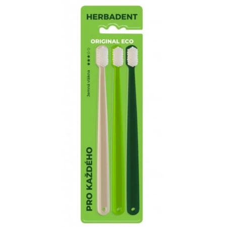 HERBADENT Original eco zubná kefka jemná 3 ks