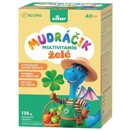 VITAR Mudráčik multivitamín želé zmes príchutí jablko jahoda mango 40 ks