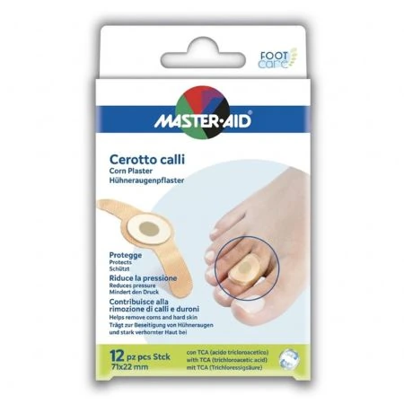 MASTER AID FOOT Care Náplasti na kurie oká a zrohovatenú kožu, okrúhle, 71x22 mm 12 ks