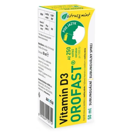 OROFAST Vitamín D3 sublingválny sprej príchuť citrus a mäta 50 ml