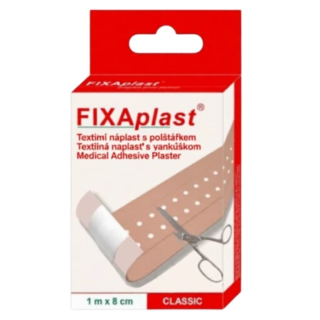 FIXAPLAST Classic náplasť textilná s vankúšikom, 1 m x 8 cm 1 ks