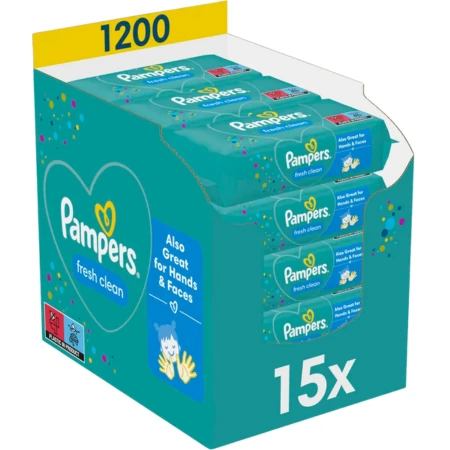 PAMPERS Fresh clean box vlhčené obrúsky 15 ks