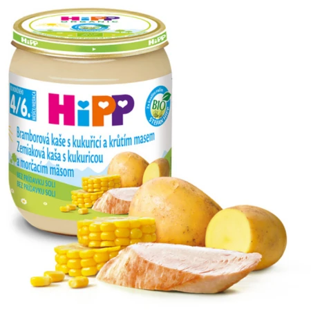 HIPP Bio zemiaky kukurica a morčacie mäso príkrm od ukonč. 4. mesiaca 125 g
