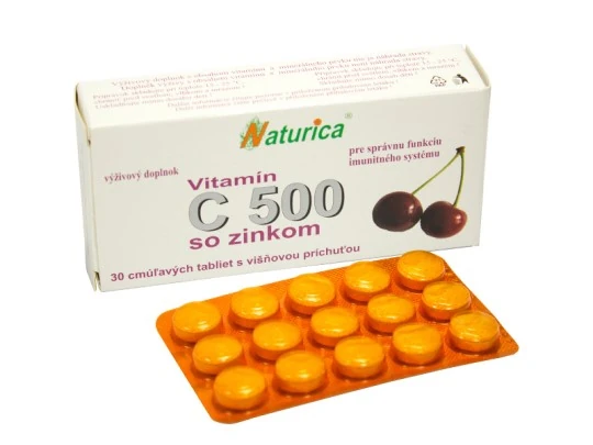 NATURICA Vitamín C 500 mg so zinkom 30 cmúľacích tabliet