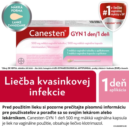 CANESTEN GYN 1 deň mäkká vaginálna kapsula 1 kapsula + aplikátor