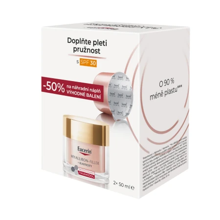 EUCERIN HYALURON-FIL.+ELASTICITY Denný krém rosé + náhradná náplň refill 1 x 1 set