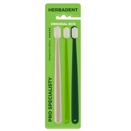 HERBADENT Original eco zubná kefka ultra jemná 3 ks