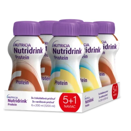 NUTRIDRINK Protein 5+1 vanilková príchuť + čokoládová príchuť set