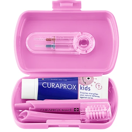 CURAPROX Detský cestovný set kids ružový 1 x 1 set