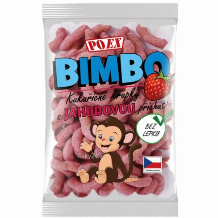 POEX BIMBO Kukuričné chrumky s jahodovou príchuťou 100 g