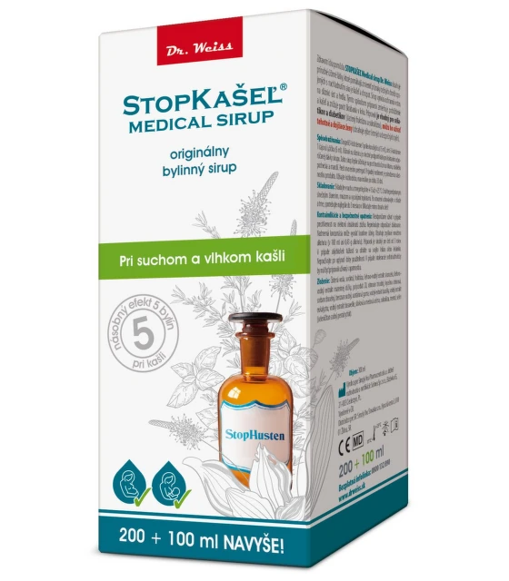 DR. WEISS Stopkašeľ medical sirup 200 ml + 100 ml ZADARMO