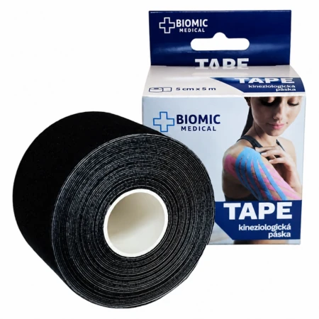 BIOMIC Tape kineziologická tejpovacia páska čierna 5 x 5 cm 1 x 1 ks