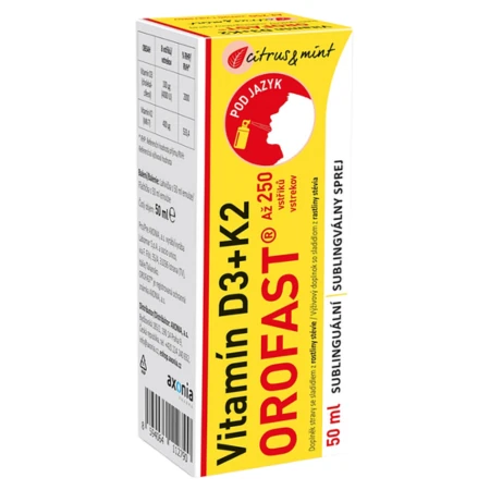 OROFAST Vitamín D3+K2 sublingválny sprej príchuť citrus a mäta 50 ml