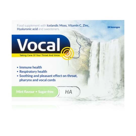VOCAL HA pastilky s mätovou príchuťou bez cukru 24 ks