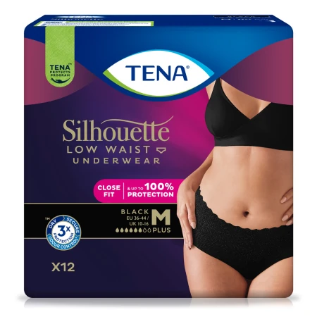 TENA Silhouette plus čierna M 12 ks