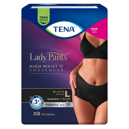 TENA Lady pants plus čierna L 8 ks