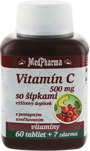 MEDPHARMA Vitamín C 500 mg so šípkami 60 + 7 tabliet ZADARMO