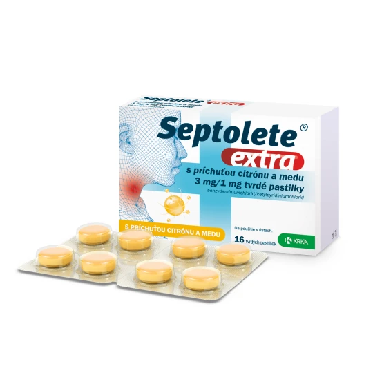 SEPTOLETE Extra citrón a med 16 tvrdých pastiliek