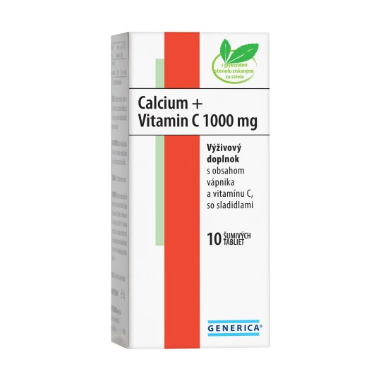 GENERICA Calcium + vitamín C 1000 mg 10 šumivých tabliet