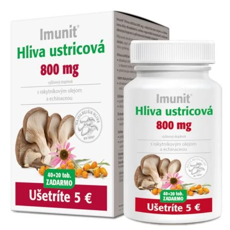 IMUNIT Hliva ustricová 800 mg s rakytníkom a echinaceou 40 + 20 kapsúl ZADARMO