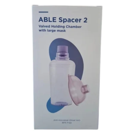 ABLE SPACER 2 Nadstavec inhalačný s ventilom s náustkom, s veľkou maskou 1 ks