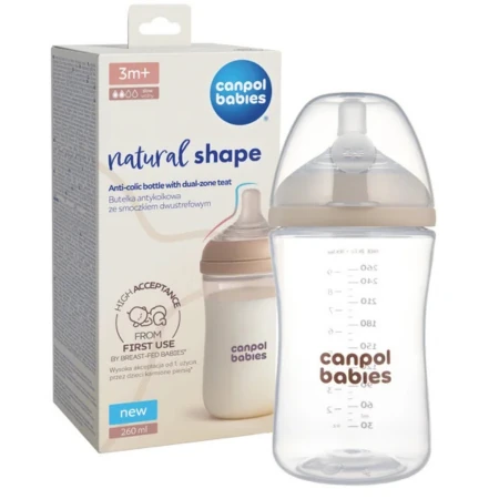 CANPOL BABIES Fľaša natural shape 3 m+ antikoliková 1 x 1 ks