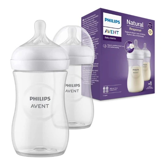PHILIPS AVENT Fľaša natural response priehľadná cumlík pre podporu rytmu pitia 1m+ 260 ml 1 x 2 ks