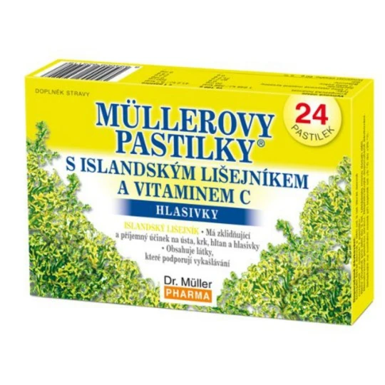 MÜLLEROVE PASTILKY s islandským lišajníkom a vitamínom C 24 kusov