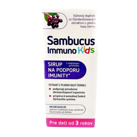 SAMBUCUS Immuno kids sirup malinová príchuť 120 ml