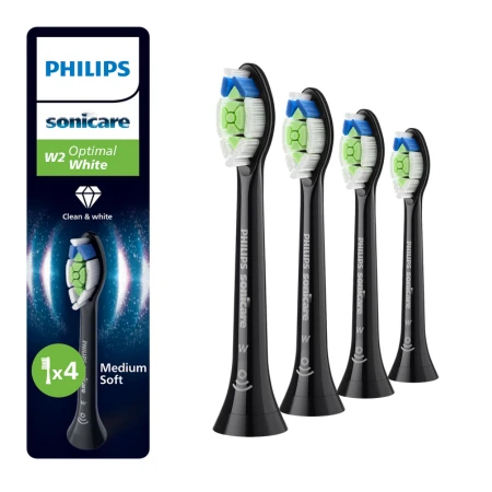 PHILIPS Sonicare W2 optimal white standard náhradné hlavice HX6064/88 čierna 4 ks